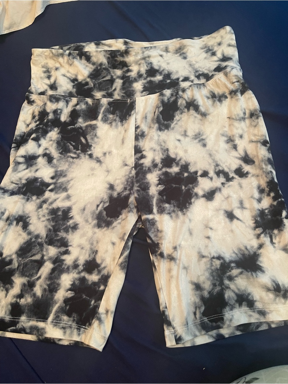 Splash Black & White Tie-Dye High-Waist Bike Shorts